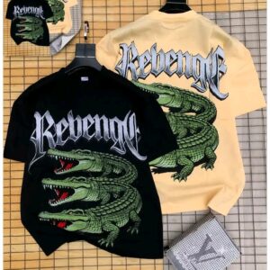 Revenge Crocodile Graphic T-Shirt for Men - Black